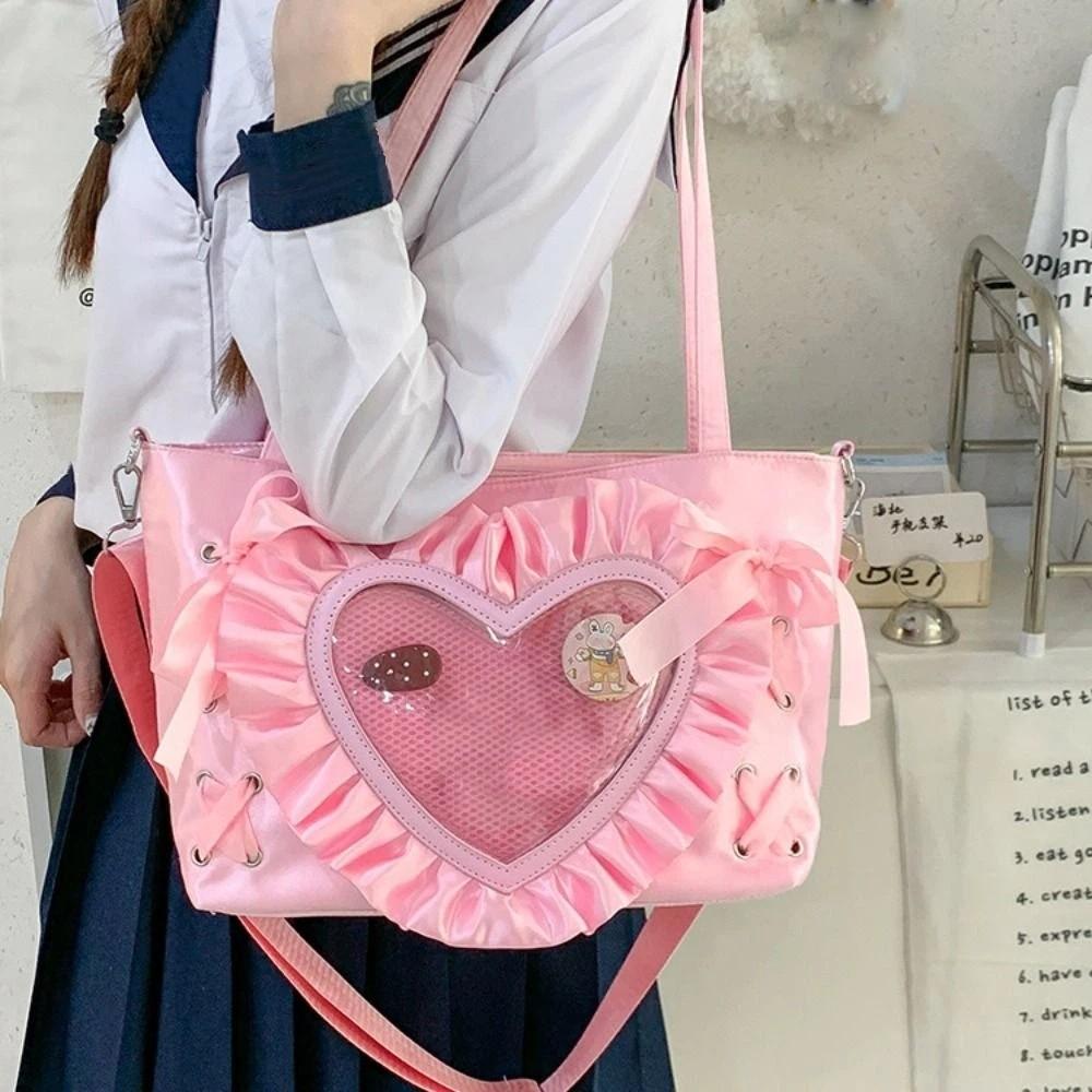 PU PVC Transparente Umhängetasche Schnürung Schleife Handtasche Kreative Anime Tragetasche Herren