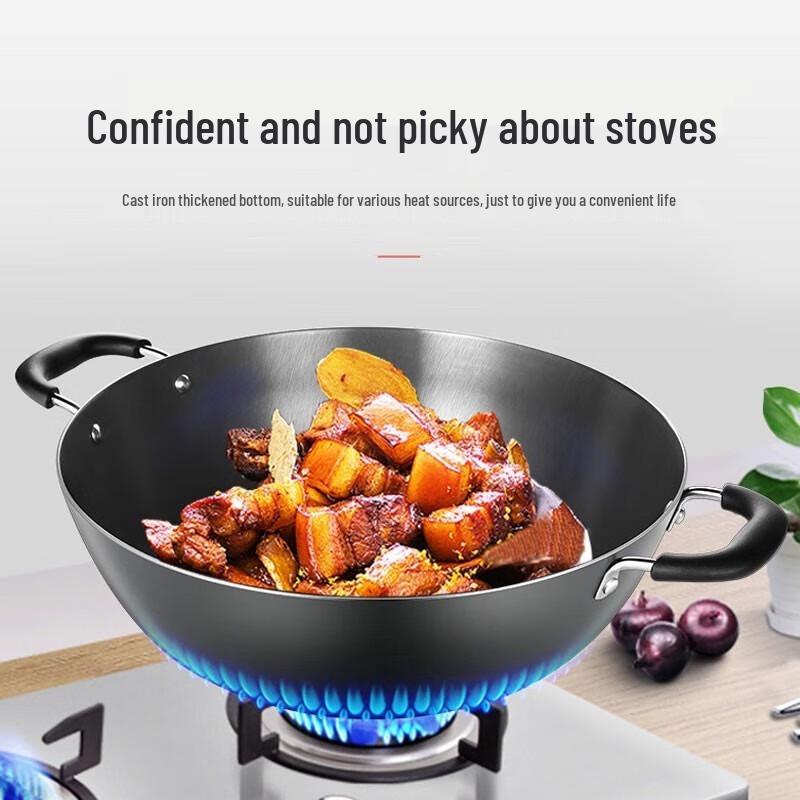 Supor Non-Coated Cast Iron Wok with Double Handles