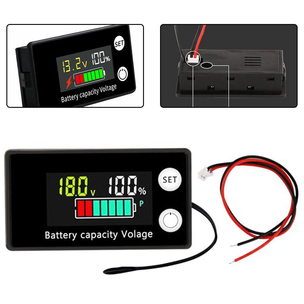 Indikátor kapacity baterie DC 8V-100V LED kyselinový lithiový pro LiFePO4 auto/motocykl voltmetr měřič napětí 12V 24V 36V 48V 60V 7