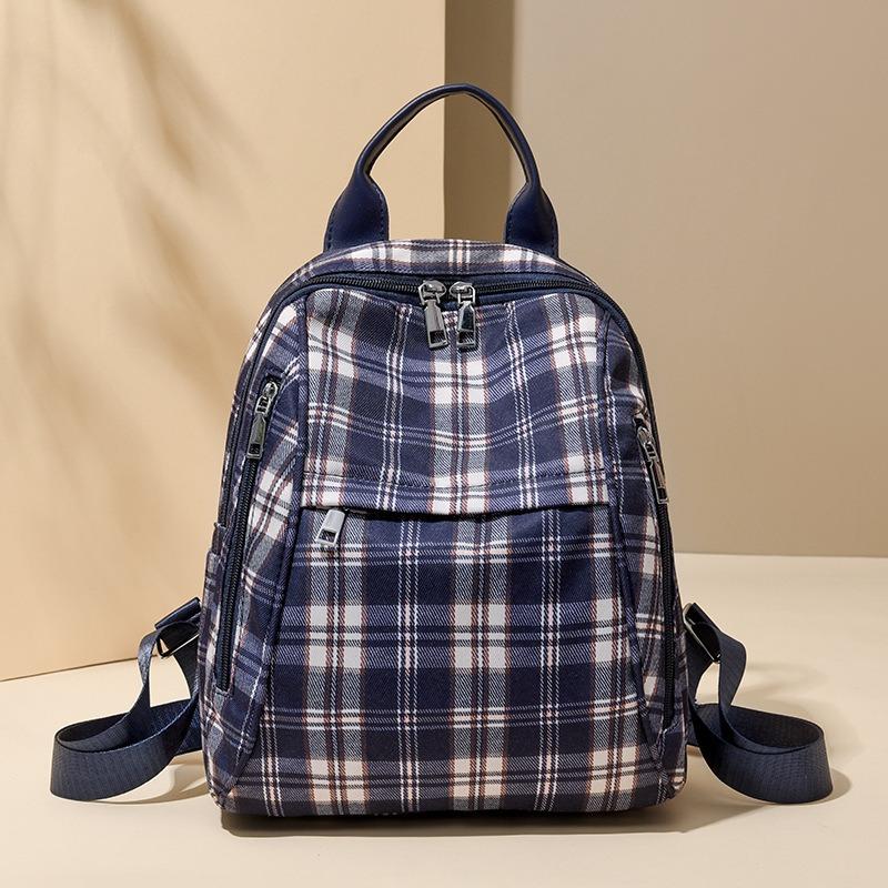 New High School Harajuku Style Plaid Backpack Simple High Value Fashion Versatile Large Capacity Backpack Female