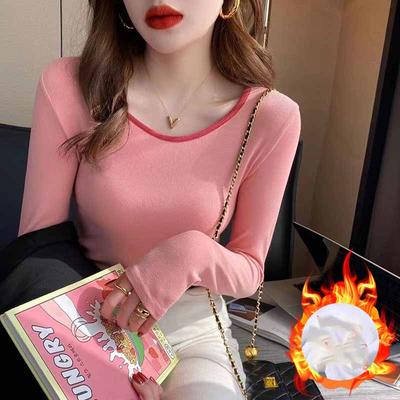 Autumn Winter Style Unique Long Sleeve T Shirt Women Inner Wear Round Neck Base Layer Outer Wear Loose Slimming Top