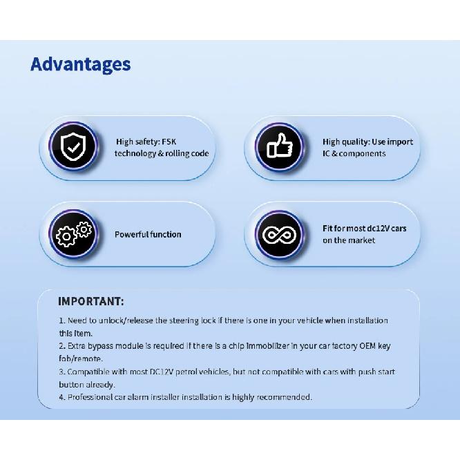 Quality Easyguard passive keyless entry car alarm hopping code auto start starter push button start NFC keypad DC12V