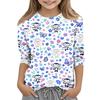 Children's Printed Round Neck Seven Quarter Sleeve Casual T-shirt