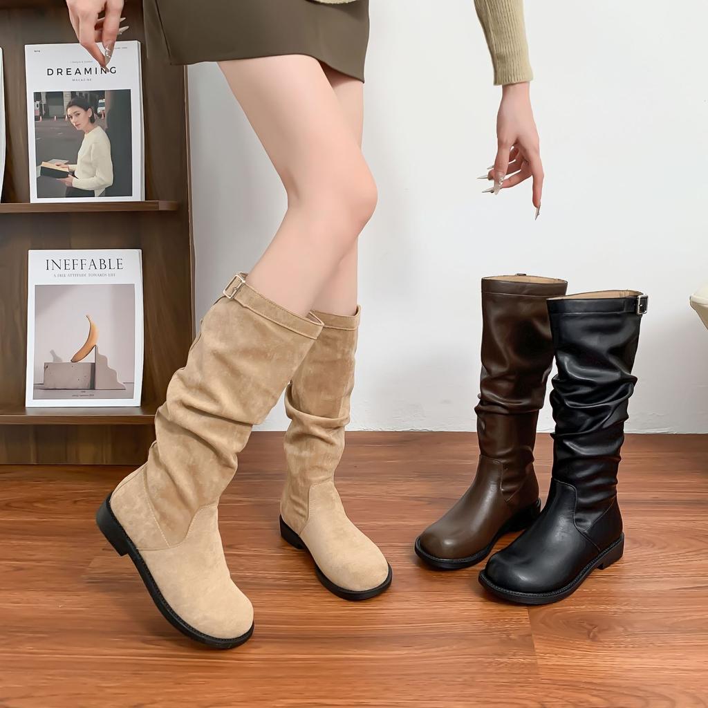 Grape Mother Winter New Long Knight Boots Women Wear High-end Piling Boots Women's Casual Style Korean Version Boots