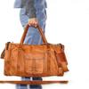 Neue Vollständig Veredeltes Leder Echtes Reise Ziegenleder Duffle Sporttasche Vintage Braun Gepäck Neu