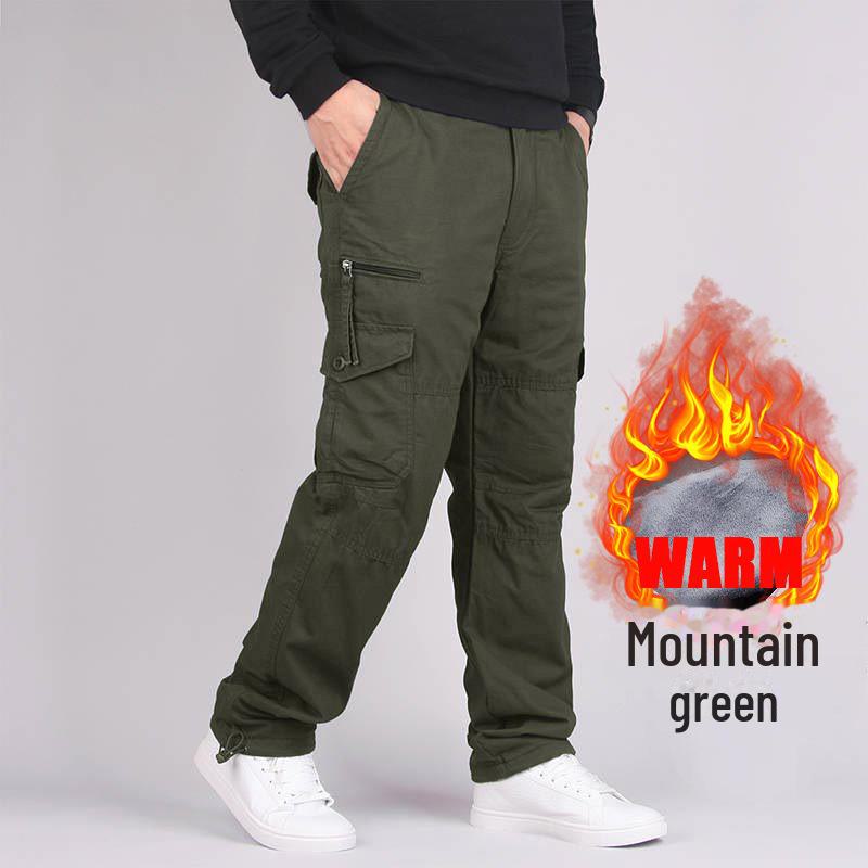 Men's Winter Plus Velvet Multi-Pocket Casual Work Pants - Trendy, Large Size, Thick Fat Trousers