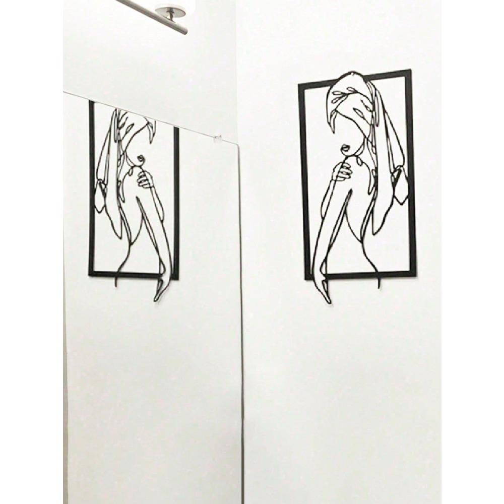 Modern Black Metal Kneeling Woman Wall Art Sculpture Home Decor Gift