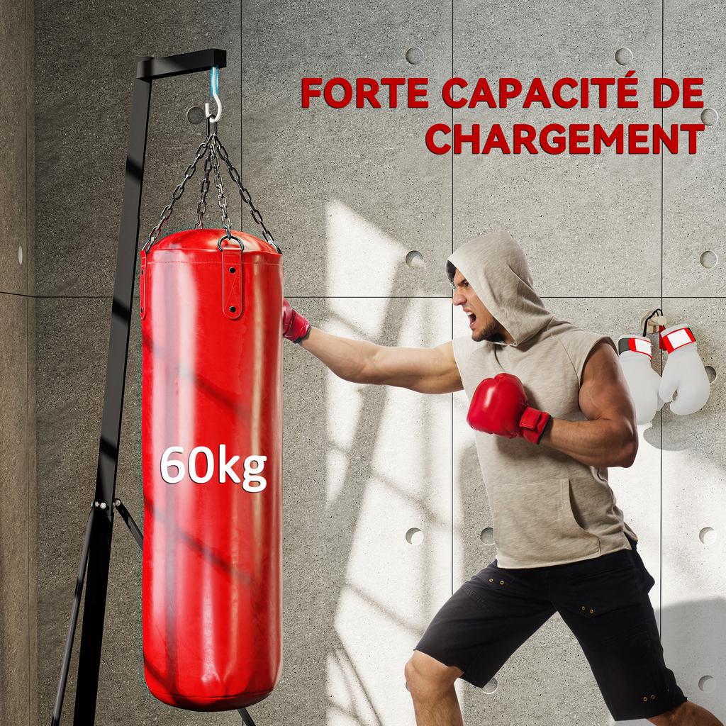 Foldable Punch Bag Stand for Heavy Bag, Speed Bag, Freestanding and Adjustable - Black