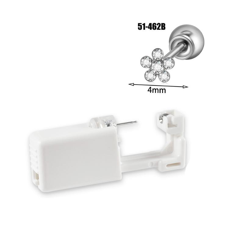 Strumento monouso per piercing all'orecchio in acciaio inossidabile Orecchini Fiore Farfalla Base Sfera con Pietra di Zircone Pistola per Orecchie monouso
