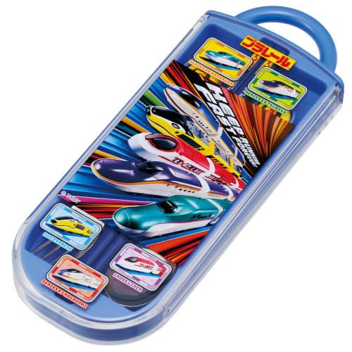 Skater Children's Lunch Box Trio Set Chopsticks Spoon Fork Kids Cutlery Antibacterial Treatment Easy to Open Sliding Type Made in Japan Plarail 25 Boy