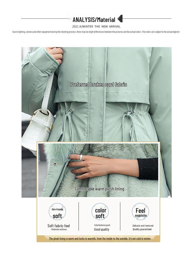 Women's Winter 2025 Cotton-Padded Parka with Fur Collar - Casual Mid-Length, Loose-Fit Korean Style Coat