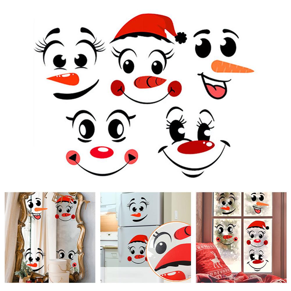 Snowman Mirror Wall Stickers Christmas Holiday Decorations Double-Sided Self-Adhesive Home Decor Festive Elements