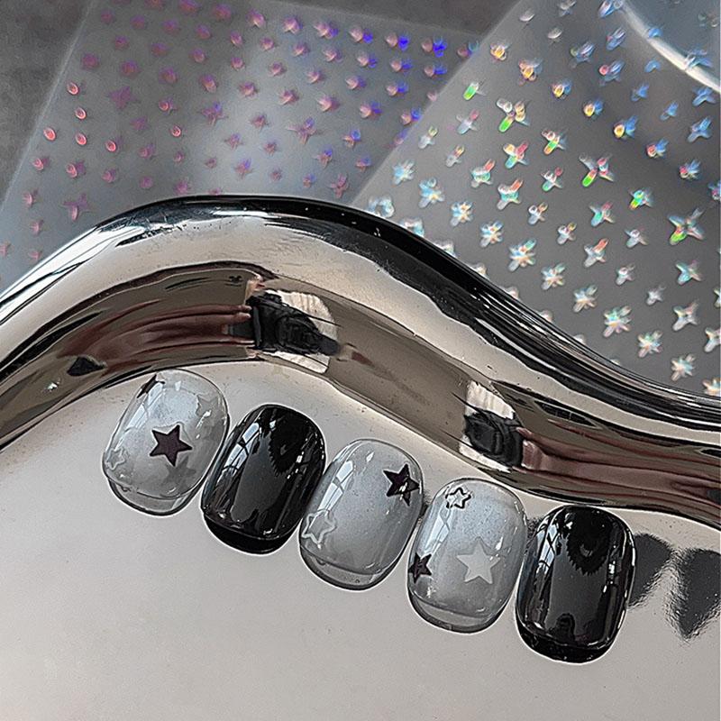 1 Sheet Hollow Star Nail Art Stickers Pentagram Self-Adhesive Nail Decals for Women Girls DIY Manicure Salon Decor