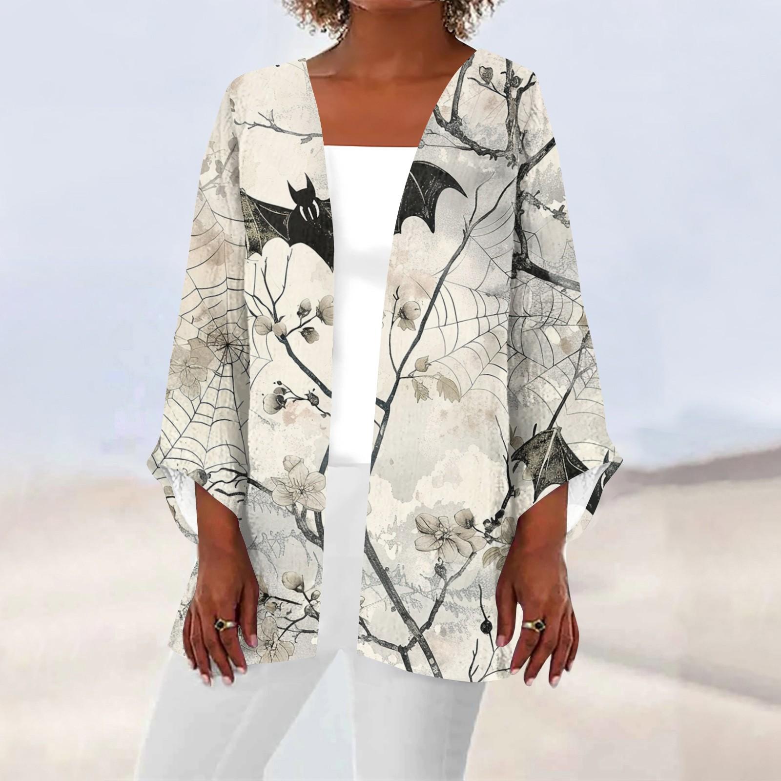 

Женская повседневная модная легкая куртка средней длины с принтом, кардиган XXXXL