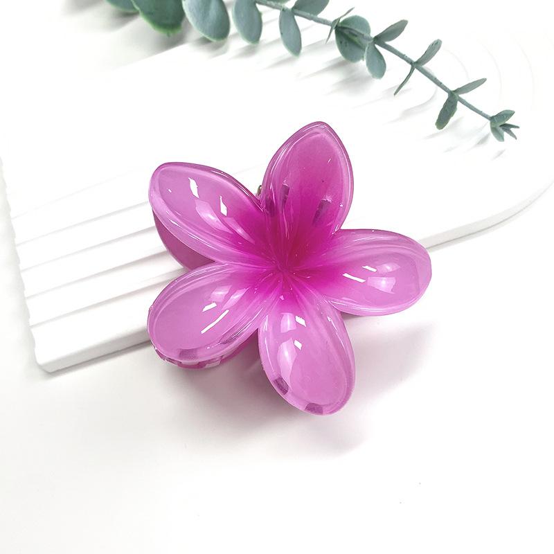 Retro Colorful Frangipani Flower Hair Claw Clip for Women