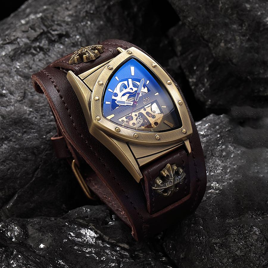 Fashionable Men's Watch Triangle Hollowed Out Luminous Fully Automatic Mechanical Movement Mechanical Watches Reloj Automático