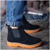 Men's Leisure Steel Toe Caps Working Safety Boots Cow Suede Leather Safe Shoes Worker Chelsea Boot Security Ankle Botas Protect
