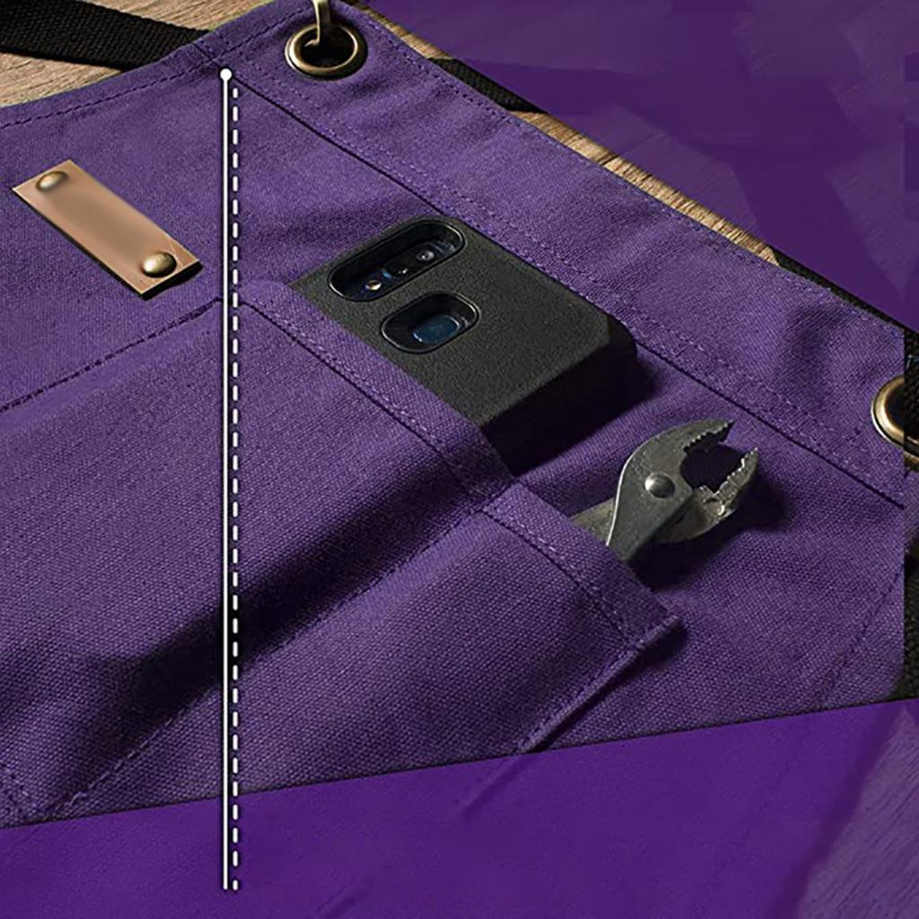 Fartuchy Stenffy z płótna bawełnianego, Wiele kieszeni, Regulowany fartuch z krzyżowym tyłem do odciążania, Fartuchy do BBQ, do kawiarni i szefa kuchni dla mężczyzn