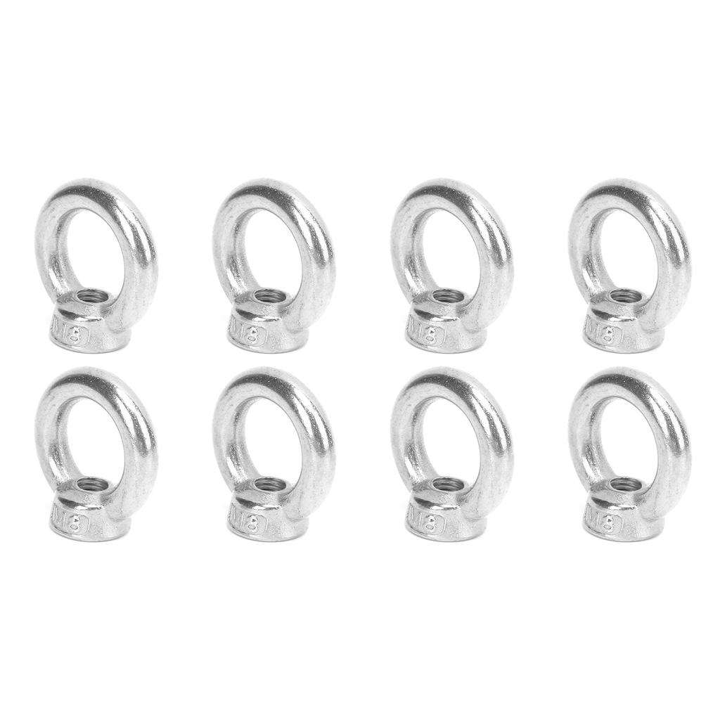 8pcs Eye Nuts Stainless Steel Outdoor Lifting Tools for Ocean Industry Yachts Motor Boats Assault