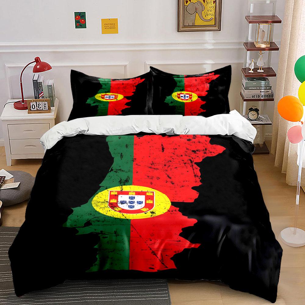 Portugal Flag with Map. Bedding Sets Duvet Cover Sets Duvet Covers Pillowcases(1*Duvet Cover 2*Pillowcases Without Duvet Insert)