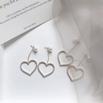 925 Silver Earrings Daily Heart Pattern Cubic