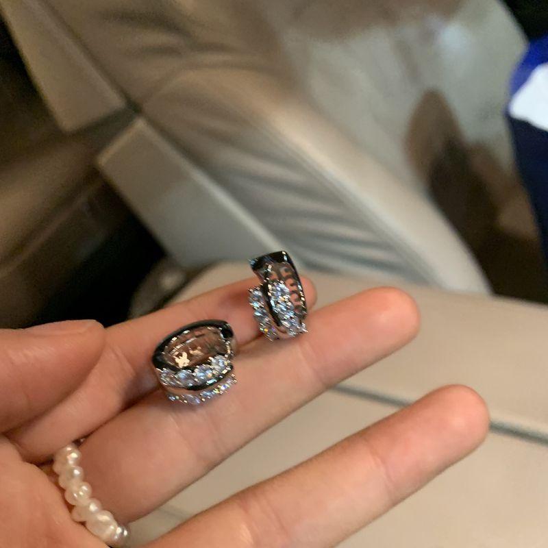 

[Молодежный Миллиардер] Серьги с цирконом-кругом Особый Интерес Легкая Роскошь Морозный Стиль Серьги-гвоздики Женские Металлические Серьги-клипсы в Гонконгском Стиле Стильные Xingyao Zircon