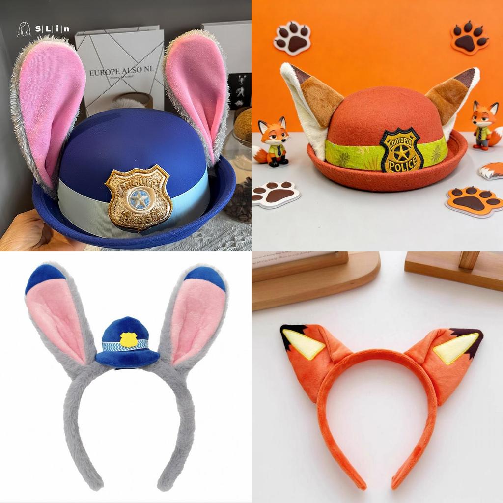 Zootopia Judy Hopps Nick Wilde Tier Cosplay Hut mit kurzem Schirm für Kinder