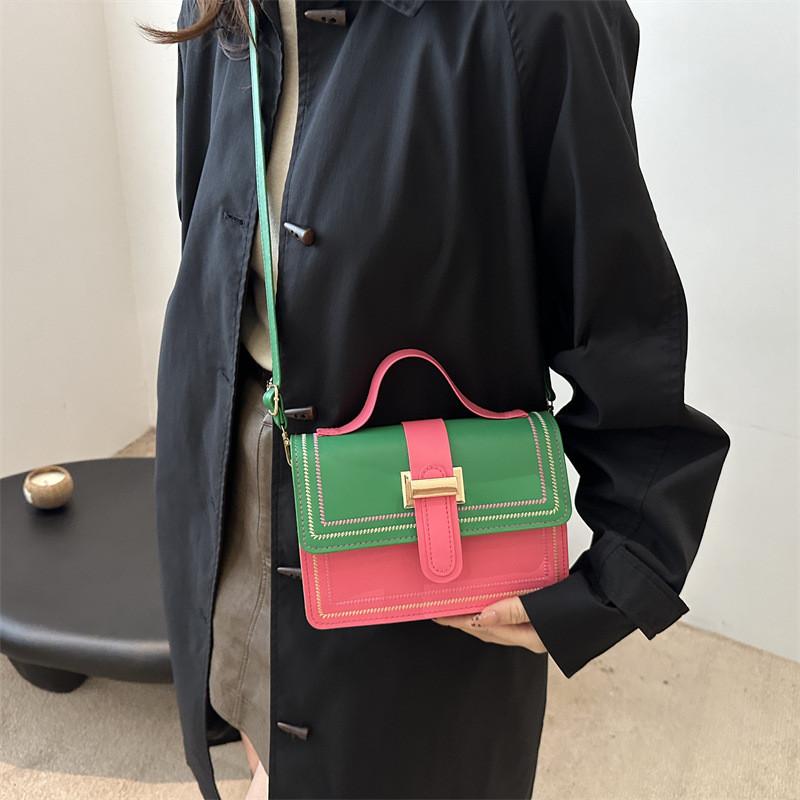 Stylish Pu Color Block Handbag For Women In Yellow Pink Blue And Brown Perfect For Daily Use