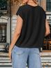 Women's Cap Sleeve Crop Tank Top Crew Neck Loose Fit Basic Vest with Pockets
