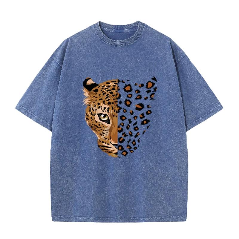 Vintage Purple Leopard Graphic T Shirt Animal Print Acid Wash Oversized Tee
