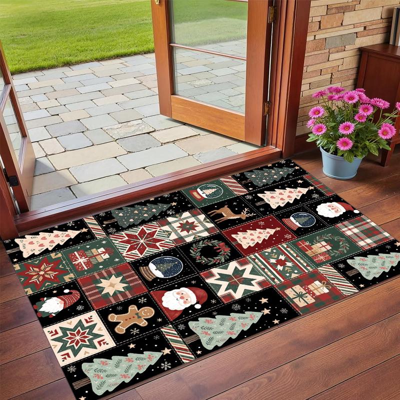 Christmas Printed Square Area Rug Soft Non Slip Floor Carpet For Bedroom Holiday Gift