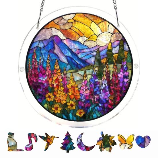 Acrylic Jigsaw Puzzle Suncatcher Kit, Stained Glass Style DIY Window Hanging Ornament for Home Decor, Gift for Women Men Mom