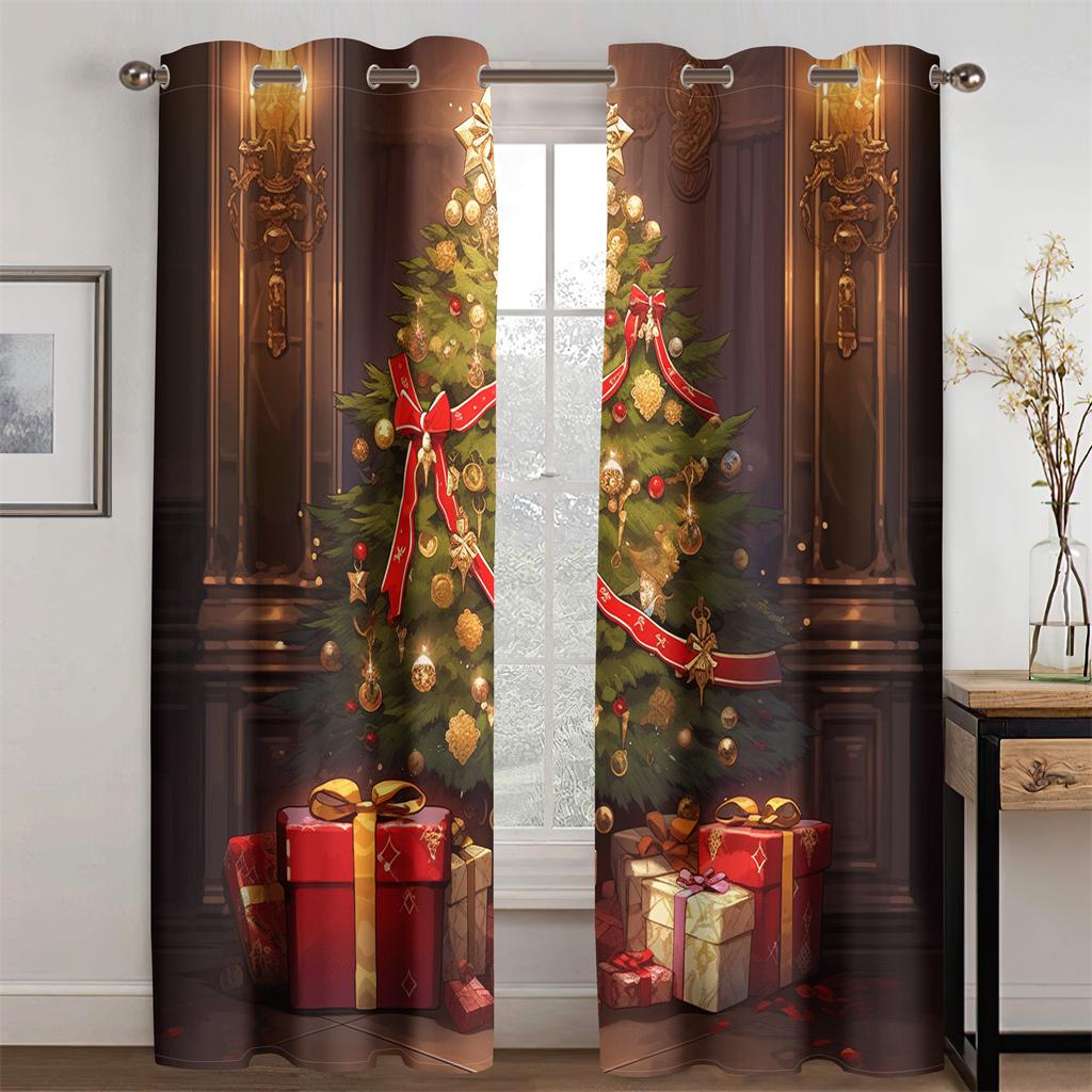 

3D Рождественский Новый Год Замок Изысканные Шторы Сказочный Стиль 2 шт Подходит для Детской Комнаты Гостиной Спальни Декор 50W130H(CM)X2PCS&Hook