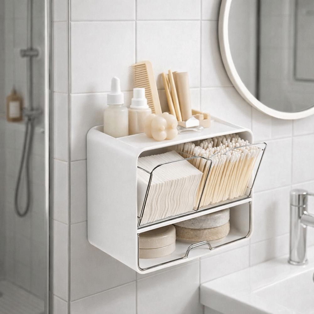 Wall-Mounted Cosmetic Storage Box Large Capacity Jewelry Case Mirror Cabinet Storage Box  Bathroom