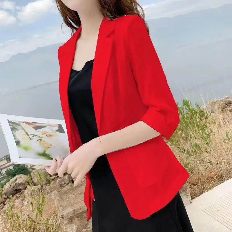 Casual Blazer Lightweight Sun Protection Jacket Women Breathable Thin Short Spring  Suit Petite