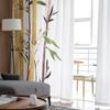 Cortinas de tule com pintura em aquarela de bambu para sala de estar, quarto, cortina de voile, decoração para casa, cortina transparente para porta de varanda