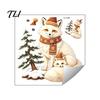 Christmas Window Clings Fox Clings, Winter Forest Animal Double-Side Sticker, Easy Peel Sign Cute Reusable Static Glass Decals for Holiday Indoor