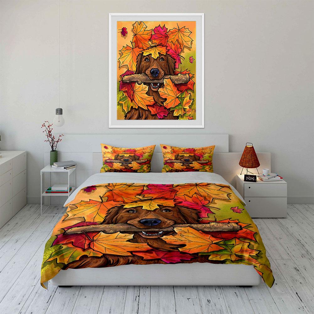 Autumn Leaves Decor Set Soft Comfortable Duvet Cover Bedding Set Included 1*Duvet Cover & 2*Pillowcases, Gift