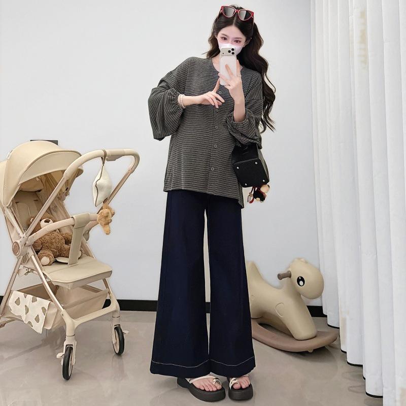 2026 Spring Korean Style Maternity Loose Puff Sleeve T-Shirt - Women's Fashionable and Simple Design