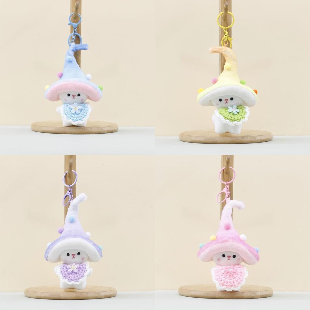 Cute Mushroom Elf Plushie Keychain Pp Cotton Stuffed Soft Toy For Backpack Charm