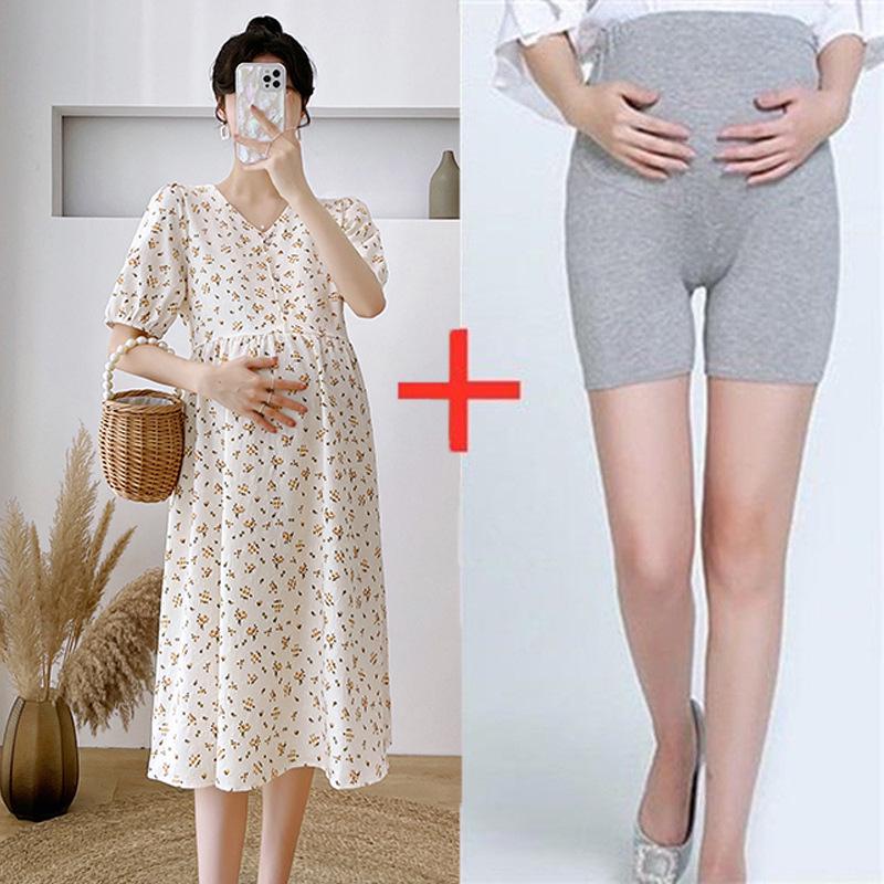 Summer Floral Maternity Dress: Petite, Short-Sleeved, Casual, Age-Reducing, Mid-Length