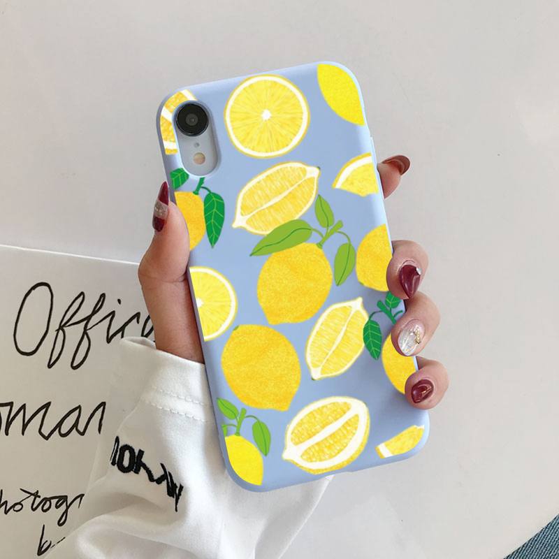 Summer green leaves fruit lemon peach pomegranate grape Phone Case for iphone 13 11 12 mini pro max 7 8 plus 6 6s x xs max xr