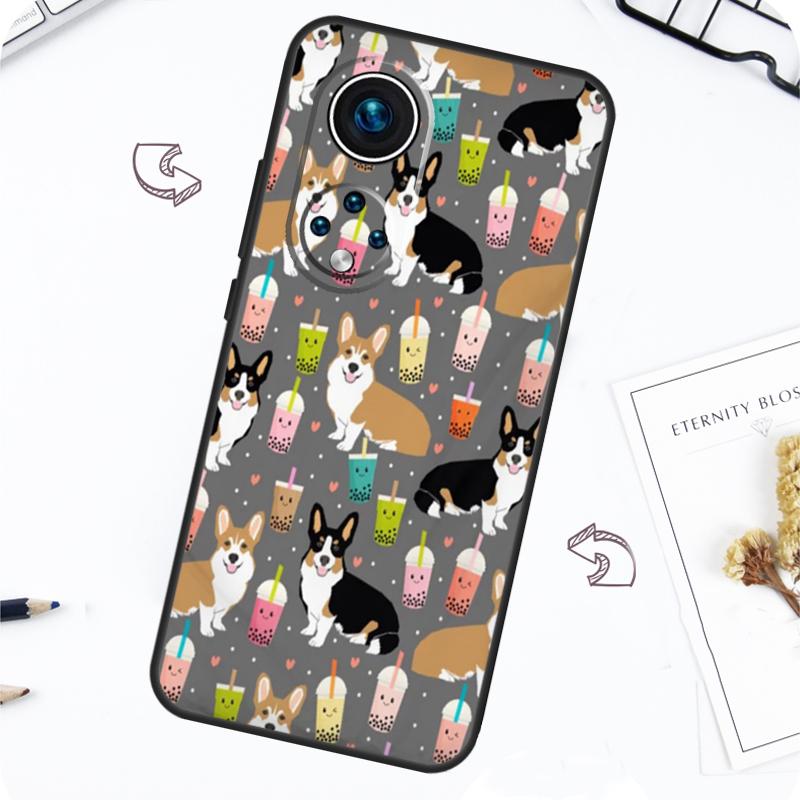 

Corgi and Bubble Tea Case For Honor Magic 7 Pro 5 6 Lite Honor 200 Pro 50 70 90 X8b X9a X8a X8 X9 X9c X9b Cover Honor 90 Lite