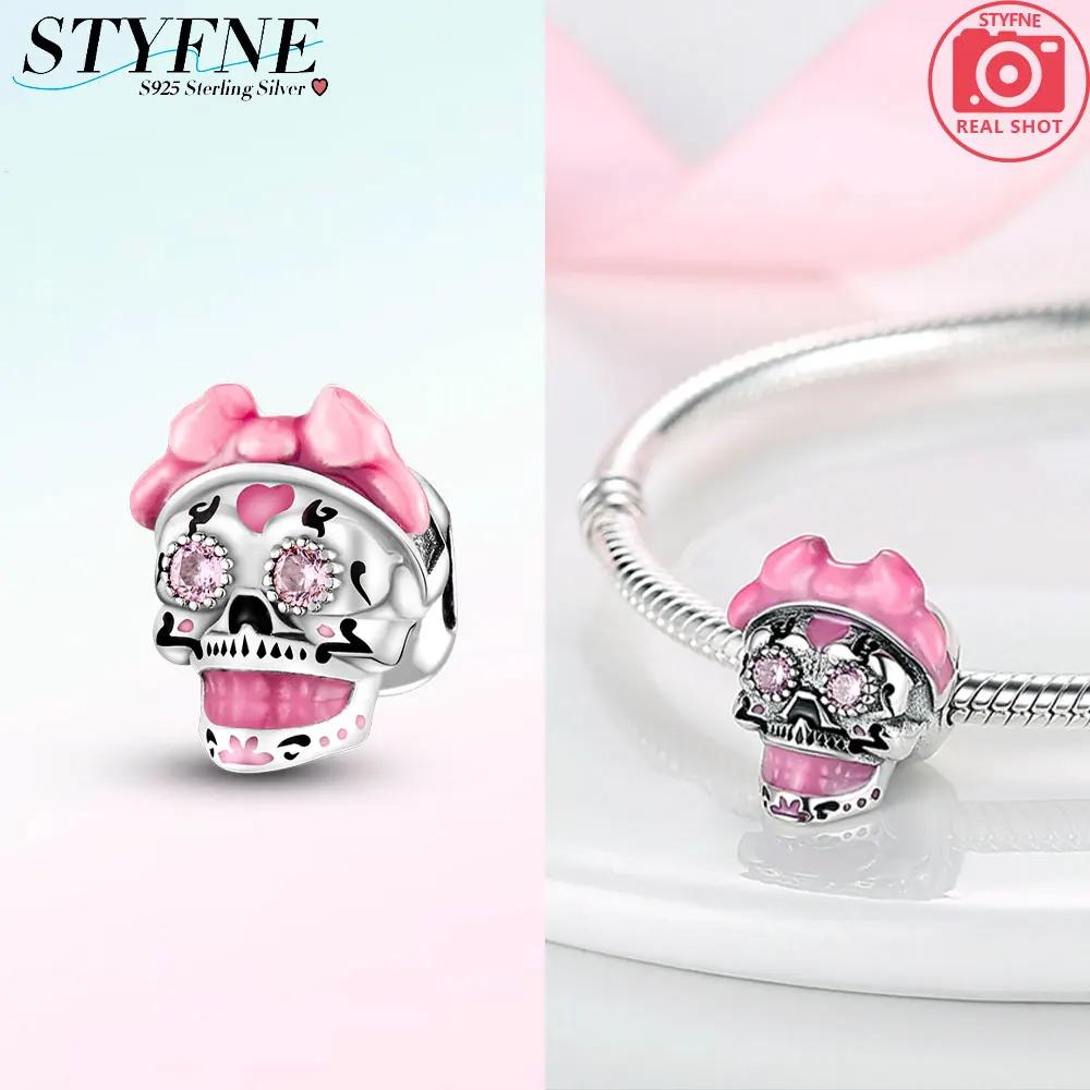 Anniversary Copper Halloween Series Charms Luminous Skull Lil Ghost Beads Fit Original Bracelet Women Fine Jewelry Gift