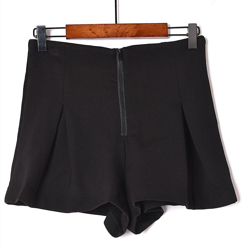 

2025 Spring and Autumn Women s High Waist Zipper Stylish Pure Color Shorts K-style Fashion All-Matching Casual Pants Boot Pants Black S