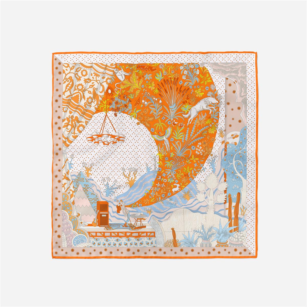 

Twill Silk Scarf Woman Fashion Painting Square Scarves Wraps Bandana Small Hijab Silk Foulards Tie Headband Neckerchief 53CM 53CM x 53CM