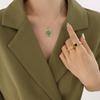 18K Gold-Plated Titanium Steel Necklace with Square Pendant and Natural Stone Inlay