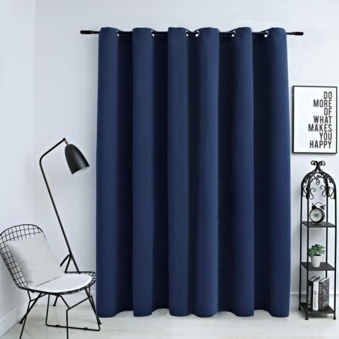 Rideau occultant - vidaXL - 290x245 cm - Bleu - Œillets en métal - Polyester lavable