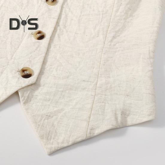 Women Vest Single-breasted Solid Color Sleeveless V Neck Slim Fit Formal Business Style Cardigan Retro Office Wedding Banquet Waistcoat