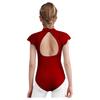 Girls Lace Cap Sleeves Dance Leotard Sheer Mesh Patchwork Cutout Bodysuit for Ballet Practice Exam